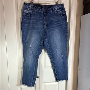 Kut from the Kloth Blue ABIGAIL Cropped Straight Leg Boyfriend Jeans 16W